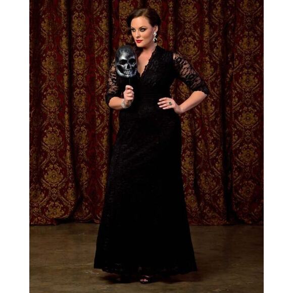 Kiyonna Dress Maxi Black Lace Screen Siren 1X Gown Party Lined Sexy Whimsigoth - Picture 4 of 14